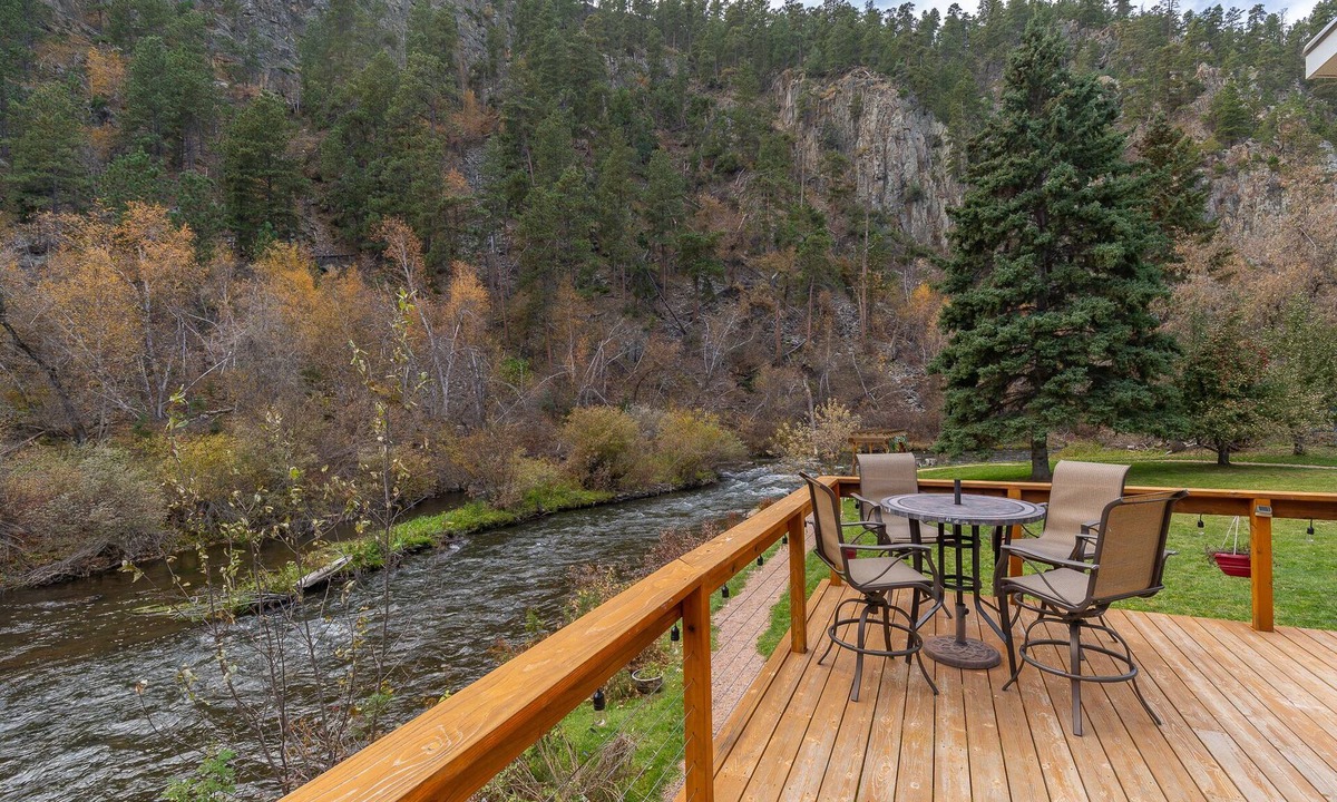 Rapid City House | Creek-side Paradise + Hot Tub + Bar + Sleeps 8 + Black Hills
