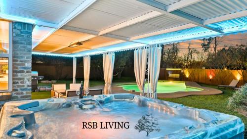 Farmers Branch Villa | Elegant 5BR Home with Pool Jacuzzi BBQ and Cinema Room