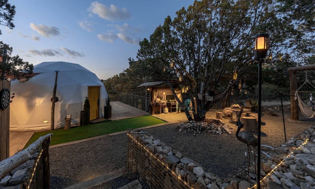 Nogal Cabin | Fully-Equipped Dome Rental on Two Floors for Glamping Getaways in Nogal, New Mexico