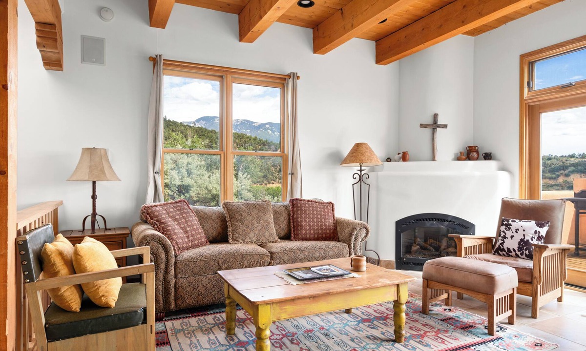 Arroyo Seco House | Plush Adobe - 2-BR, 2-Bath townhouse, double-living rooms, cook's kitchen, cedar deck, garden