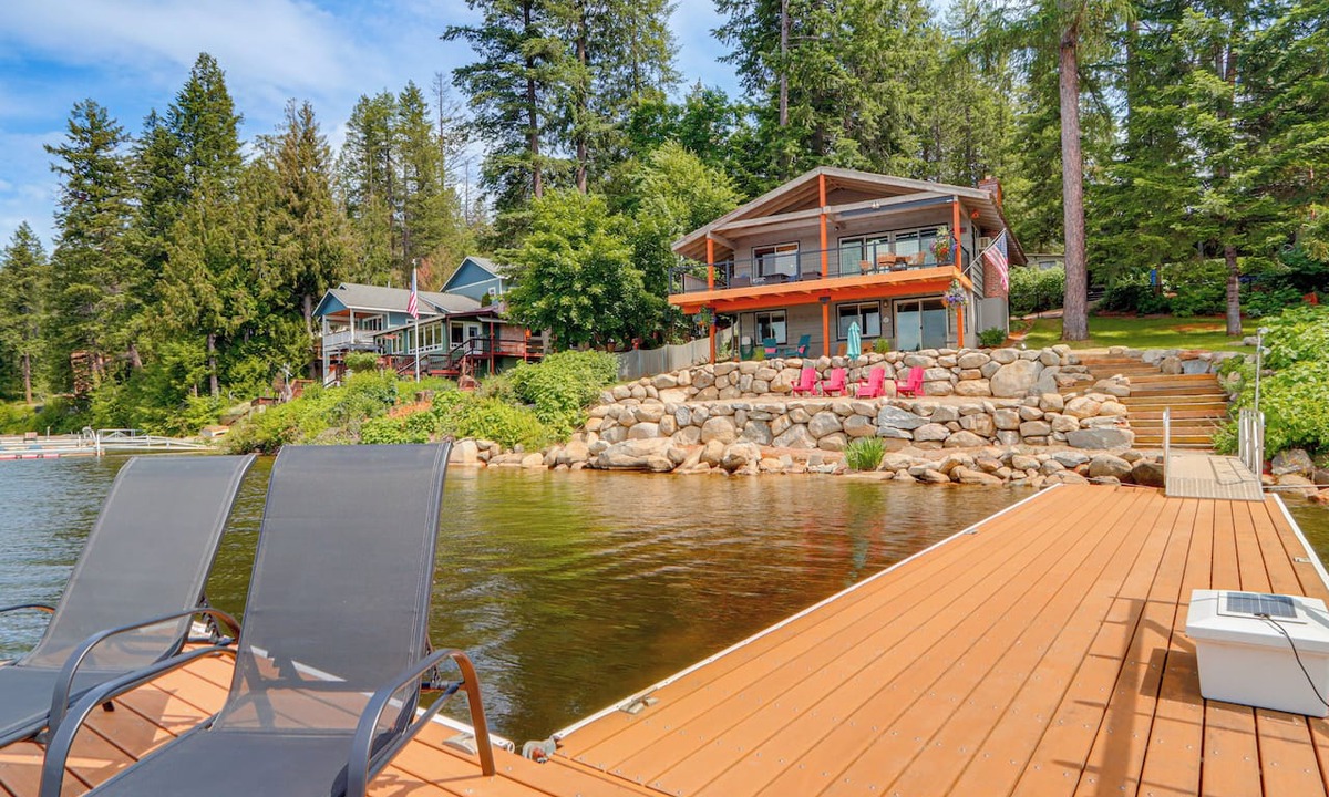 Newport House | Private Dock, Deck & Yard: Luxe Sacheen Lake Home