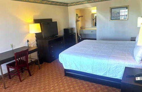 Whitesboro Hotel | Budget King Bed Room Near Paige Davidson Studio and the Frank Buck Zoo