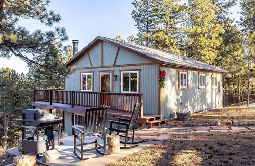 Bailey Cabin | Cool summer cabin near Bailey & Red Rocks - fire pit, deck views + dogs allowed