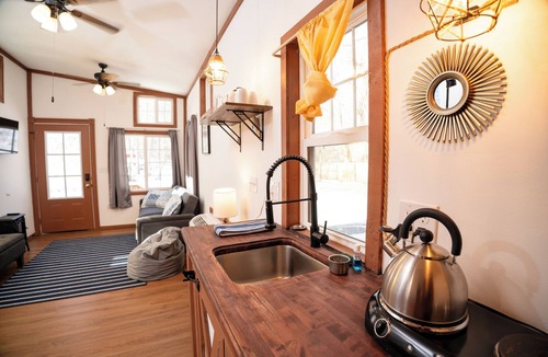 Lyons Resort | Discover Tiny Living: Spacious Pinewood Tiny Home in the Heart of Lyons, CO