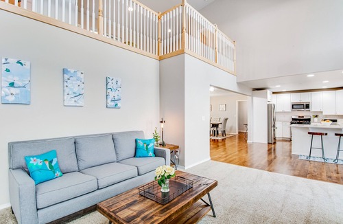 Camano Island House | Gorgeous home with gas fireplace & enormous deck + mountain & water views
