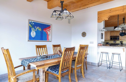 Arroyo Seco House | Plush Adobe - 2-BR, 2-Bath townhouse, double-living rooms, cook's kitchen, cedar deck, garden