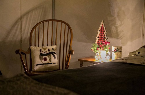 Girard RV Rental | Secluded Luxury Camping Tent on Otter Lake near Girard, Illinois