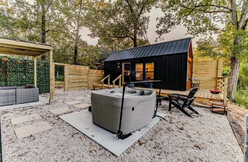Coldspring Cabin | Secluded Tiny Home with Hot Tub, Sauna & Fire Pit near Lake Livingston in Coldspring, Texas