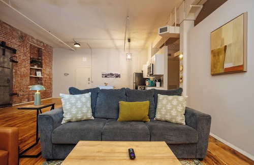River Market Apartment | Spacious Industrial Loft Walk to Everything