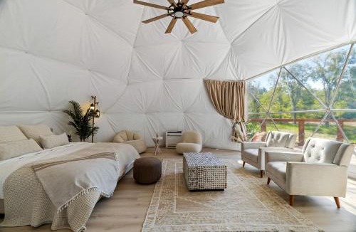 Bastrop County Other | Spectacular Two Domes and Lofted Cabin Union with Breathtaking Deck and Indoors in Elgin, Texas