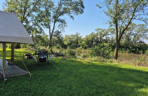 Douglas County RV Rental | Sun and Stars Family Glamping Tent in West Omaha Campground