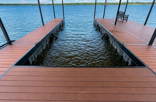 Nocona House | Waterfront Haven | Hot Tub Outdoor Kitchen Shared Dock