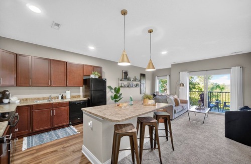 West Des Moines Apartment | Wooded Views | King Bed | No Stairs