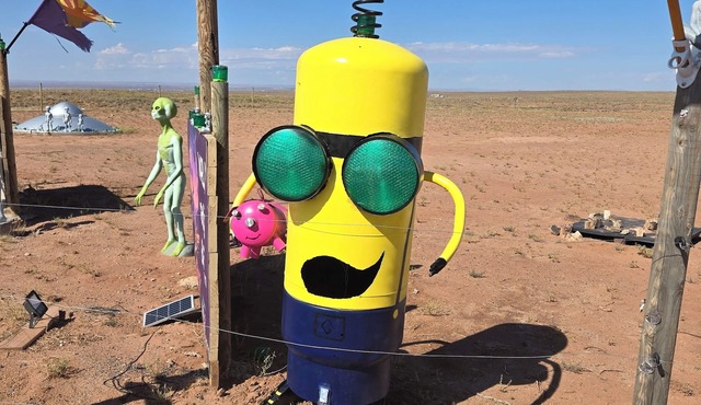 Alien Acres UFO campground, car, truck, RV, tent off-grid camping