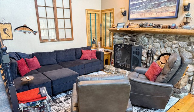 Dog-friendly home with a great deck, ocean view & firepit on beachfront lawn
