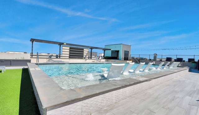 Luxury Houston Apartment Rooftop Pool City Views & King Beds!