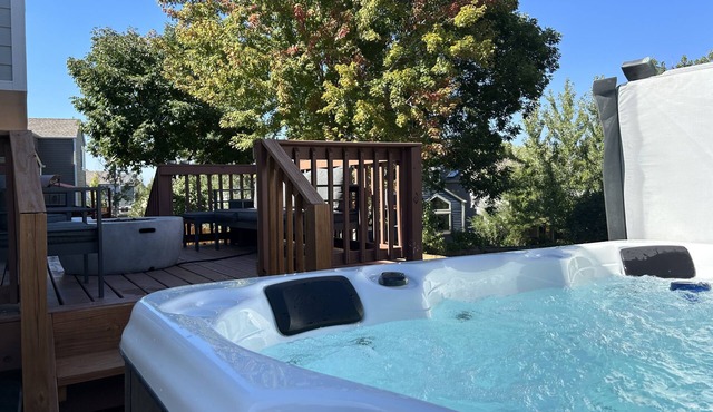 Mid-Mod Oasis: Unwind with Hot Tub and Fire Pit